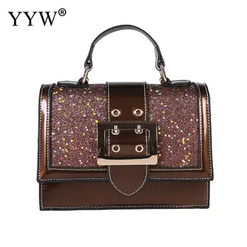 

2019 Hot Crossbody Bags For Women Casual Mini Fashion Sequin Messenger Bag For Girls Flap Pu Leather Shoulder Bags Black Brown