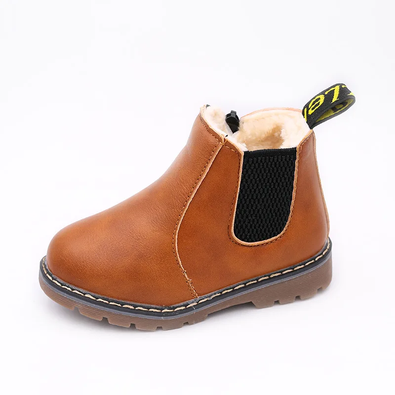 

Autumn Winter Hot Sale Boys Martin Boots New Fashion Kids Leather Warm Shoes Girls Zipper Soft Casual Boots Children Shoes