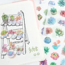 6 pcs/pack Fleshy potted plants student Stickers Set Decorative Stationery Stickers Scrapbooking DIY Diary Album Stick Label 6 pcs pack happy unicorn stickers decorative stationery craft stickers scrapbooking diy stick label