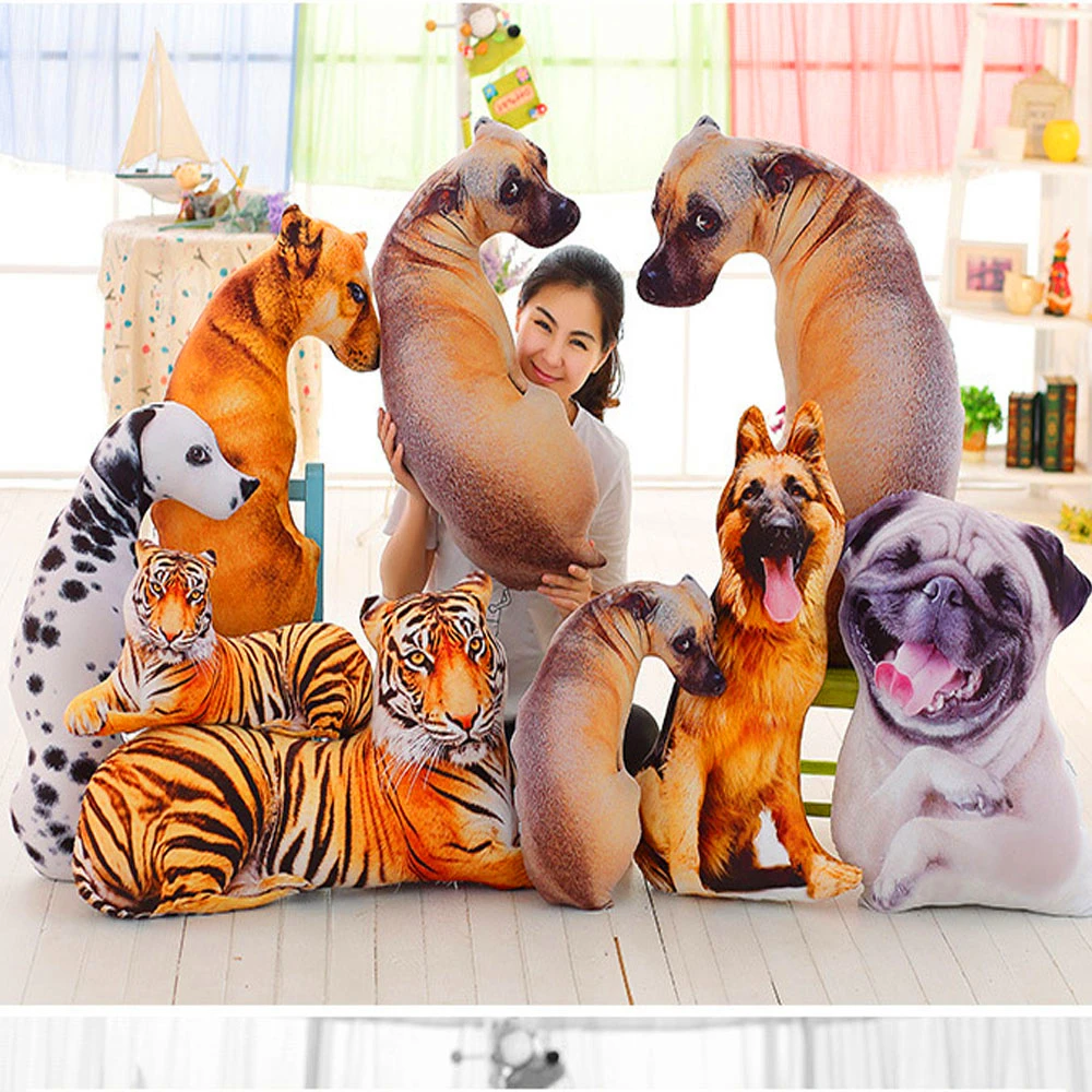 

3D Printed Simulation Dog Plush Toy Cushion Stuffed Animal Puppy Dog Plush Pillow Stuffed Cartoon Cushion Kids Doll Best Gifts