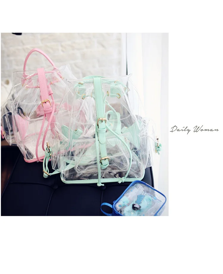 Bolsa de Ombro Rosa para a Menina Swyivy Senhora Moda Mochila Transparente Verão 2020 Novas Mulheres Geléia Plástico Viagem Bolsa Pvc 7 de ombro verão 2019 novas mulheres geléia