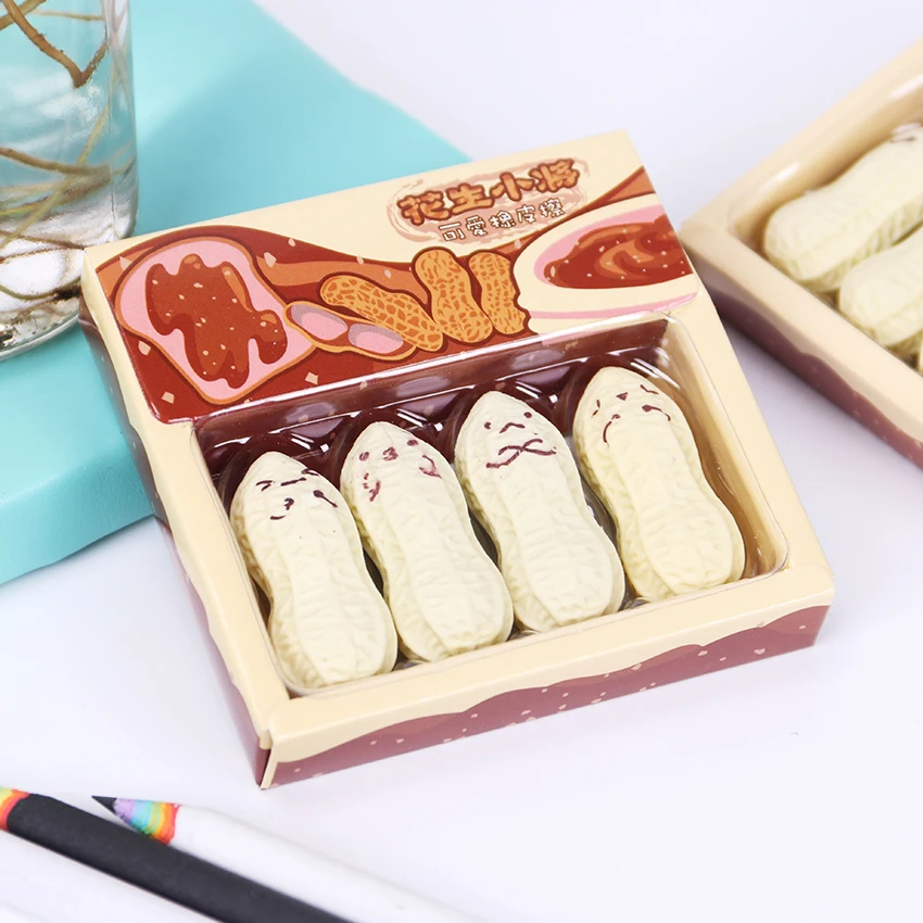 

4 piece New Cute Peanut Rubber Eraser Lovely Cartoon Korean Stationery for kids Children School Supplies