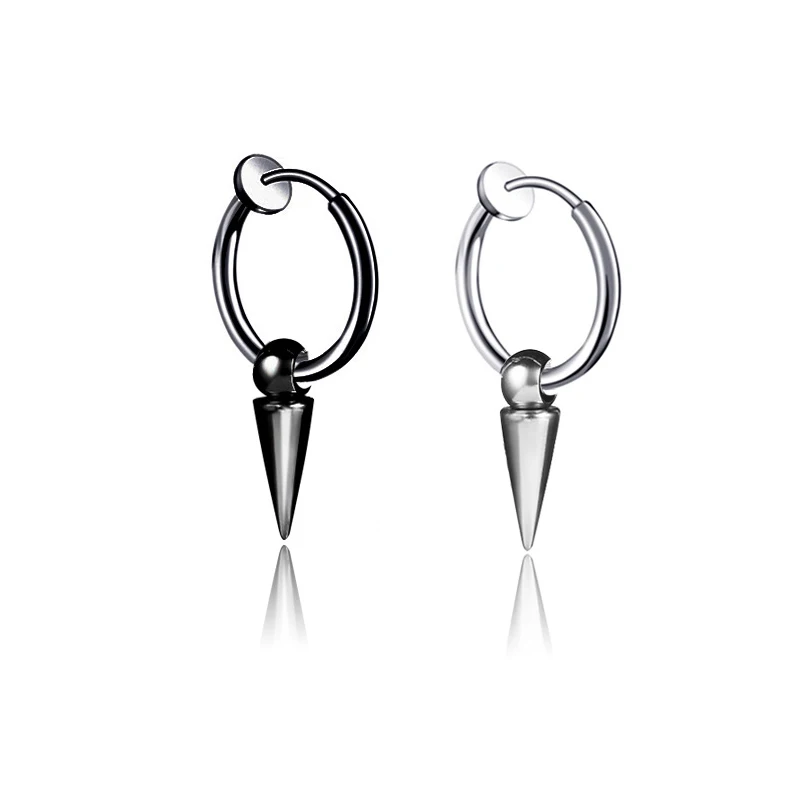 

1Pair 2PC There is no ear hole Men Women Arrow Earrings Trendy Hip Hop Rock Clip Earring Male Punk Jewelry Black Silver Color