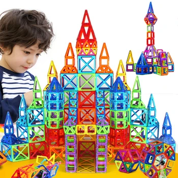 New 164pcs Mini Magnetic Designer Construction Set Model & Building Toy Plastic Magnetic Blocks Educational Toys For Kids Gift