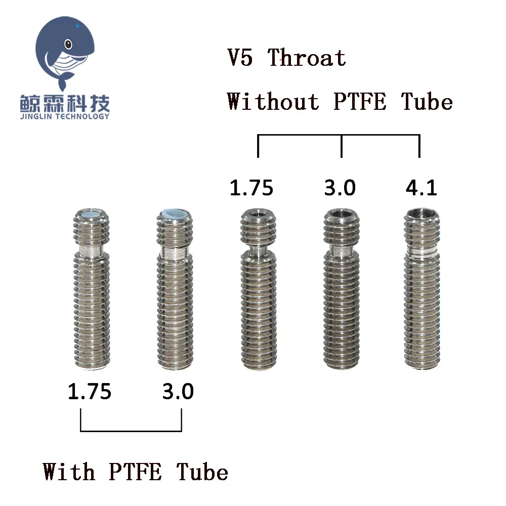 3D-принтер горловина V5 PTFE трубка MK8 тефлоновая горла подача MK8 сопло горло M6x26 для 3D-принтера экструдер hotend 1,75 мм 3,0 мм 1 шт