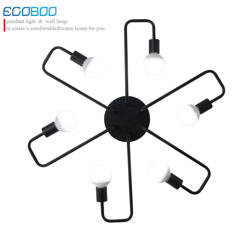 Vintage Wrought Iron 4/6/8 Heads Multiple Rod Ceiling Lamp Creative Retro Nostalgia Cafe Bar Ceiling Lights E27 lamp