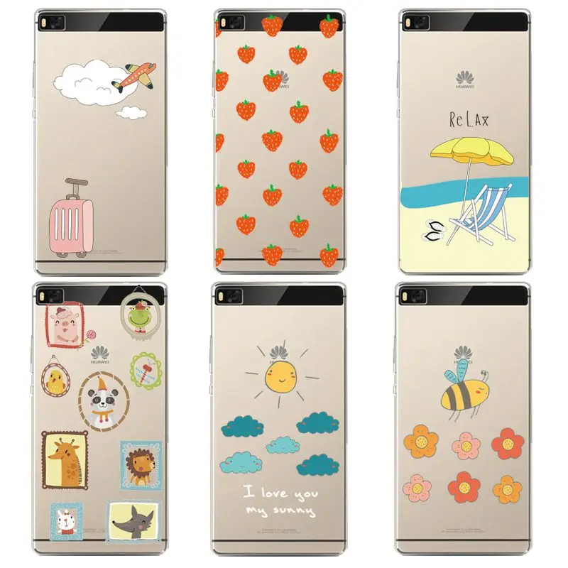Beach Soft Clear TPU Phone Case For huawei P10plus P8 P9lite honor 3c 4c 6a 7 8 9 5c Girafee Printed Coque Cover Free Shipping | Мобильные
