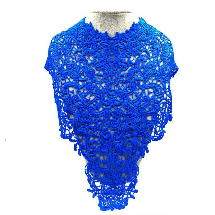 1 шт. полиэстер большой v-образный вырез 5 цветов кружевной воротник тканевый, ручной работы свадебное платье воротник кружева для швейные принадлежности рукоделие - Цвет: Blue back