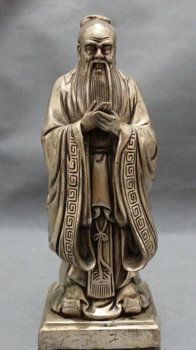 

Chinese Silver Famous Great Literati History Founder Confucius Kong Zi Statue