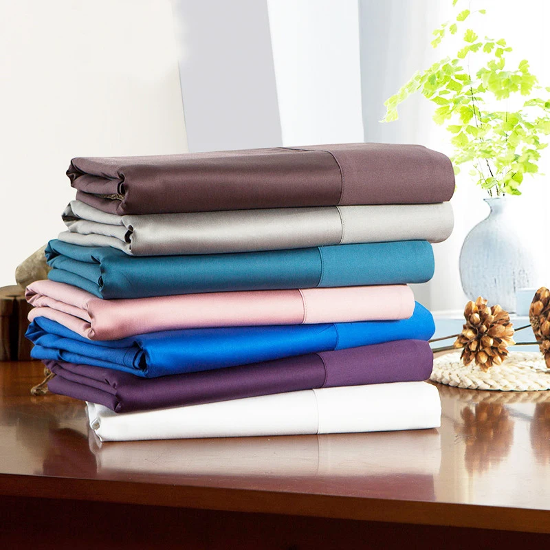 

Luxury High End Solid 60s Satin 100% Cotton Sheets Bed Linen Cotton Solid Satin King Queen Bedsheet 1pc of Bedding