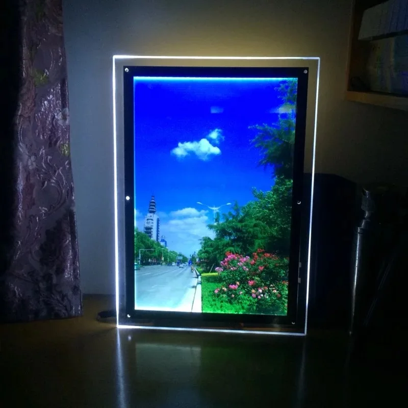 Slim Acrylic Photo Frame Led Edge-lit Light Box Letters A3 Crystal Pictuer Signs - Advertising Lights - AliExpress