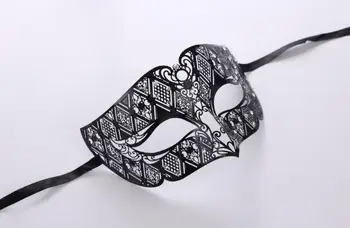 

Men Metal Party Mask Mens Smoking Black Venetian Filigree Masquerade Mask Masked Ball Halloween XMAS stage performance props