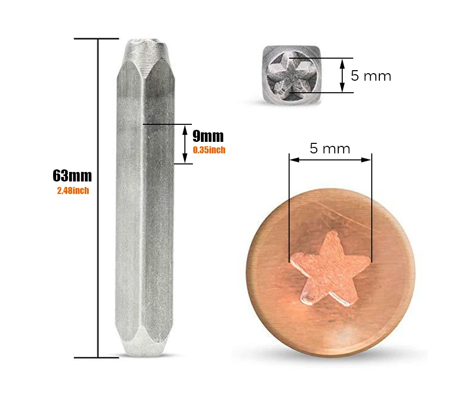 Кожаный Печатный инструмент пресс-форма печатная штамп-печатка кожаный инструмент для ручной работы железная резьба по дереву форма 5 мм Размер пентаграмма