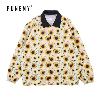 

Men Jackets Coats Windbreaker Full Sunflower Graphic Print Streetwear Hip Hop Harajuku Oversize Swag Coats for Man's Jackets