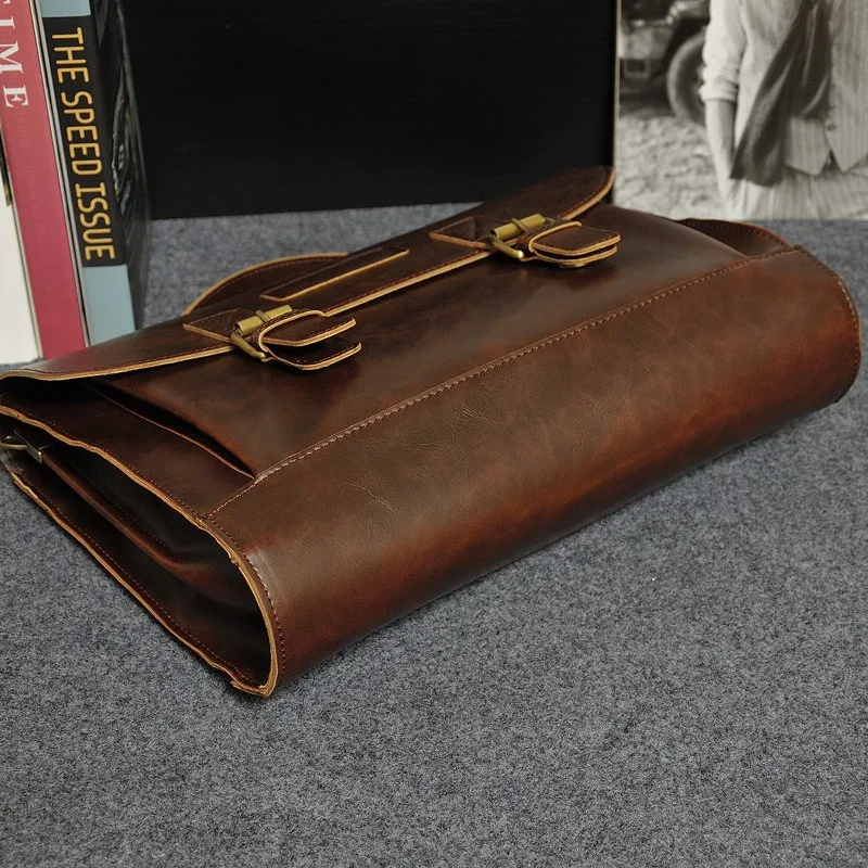 Дизайнерский мужской портфель Crazy horse кожаные сумки на плечо винтажные сумки через плечо Бизнес Офисные Сумки мужские дорожные сумки для ноутбука
