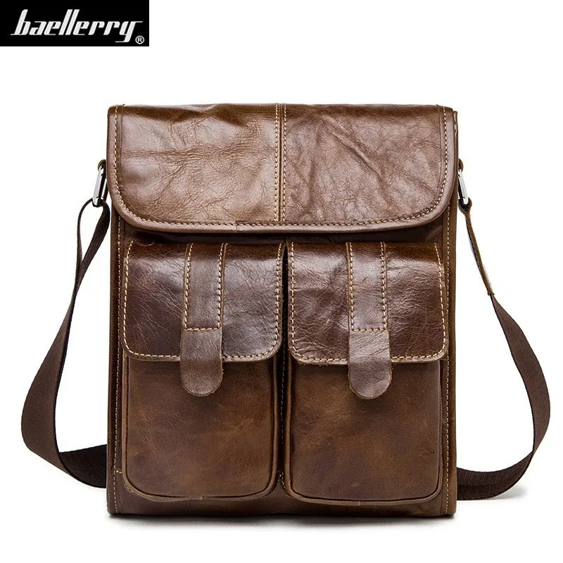 

crazy horse Genuine Leather Men bags Fashion Brand Designer Handbag Shoulder business Retro Cow Bag Men Messenger Bags Briefcase