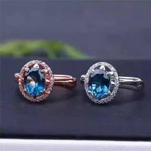 Натуральный топаз 925 Серебряное модное кольцо+ кулон серьги набор