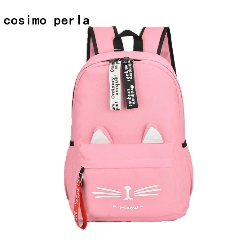 CUTE Cat Small High School Laptop Backpack Tote Bag with Ears for Teenage GIRLS