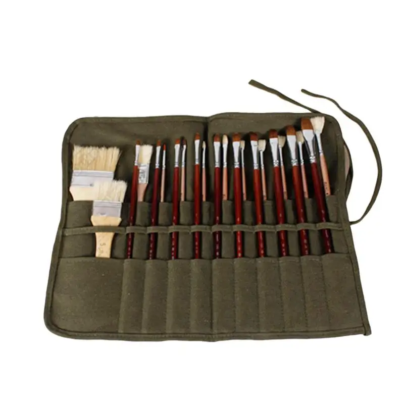 

1Pc 22 Slots Paint Brush Holder Sturdy Durable Artist Canvas Brush Holder Brush Rollup Brush Storage for Pens Pencils