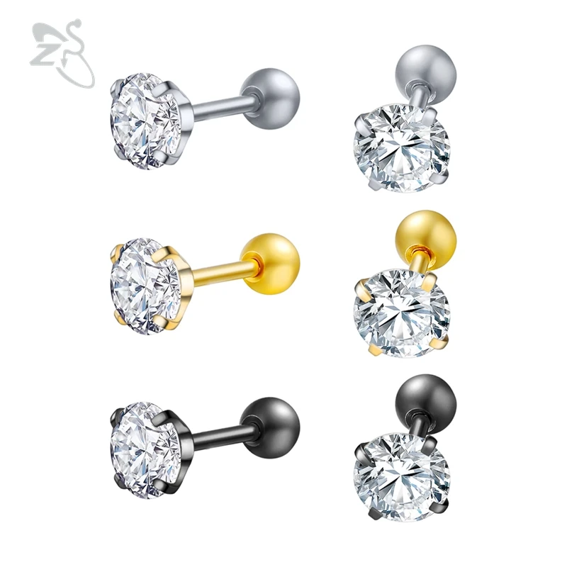 Серьги гвоздики с четырьмя зубцами прозрачные CZ16G|fashion stud earrings|stud earringsstud earrings for
