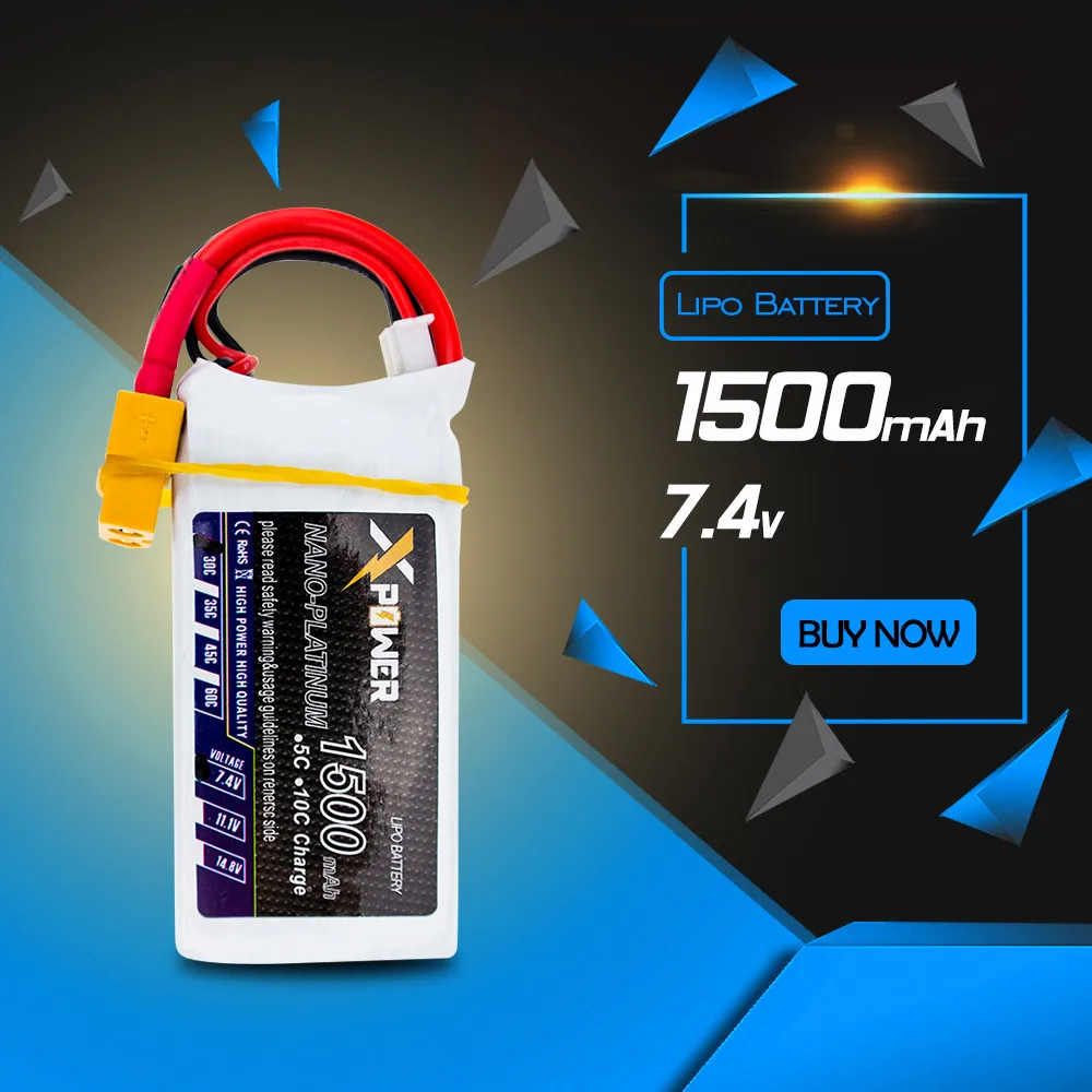 7 4 V 1500mAh 2s lipo батарея 30C max 35C Xpower батареи XT60/T разъем для радиоуправляемого