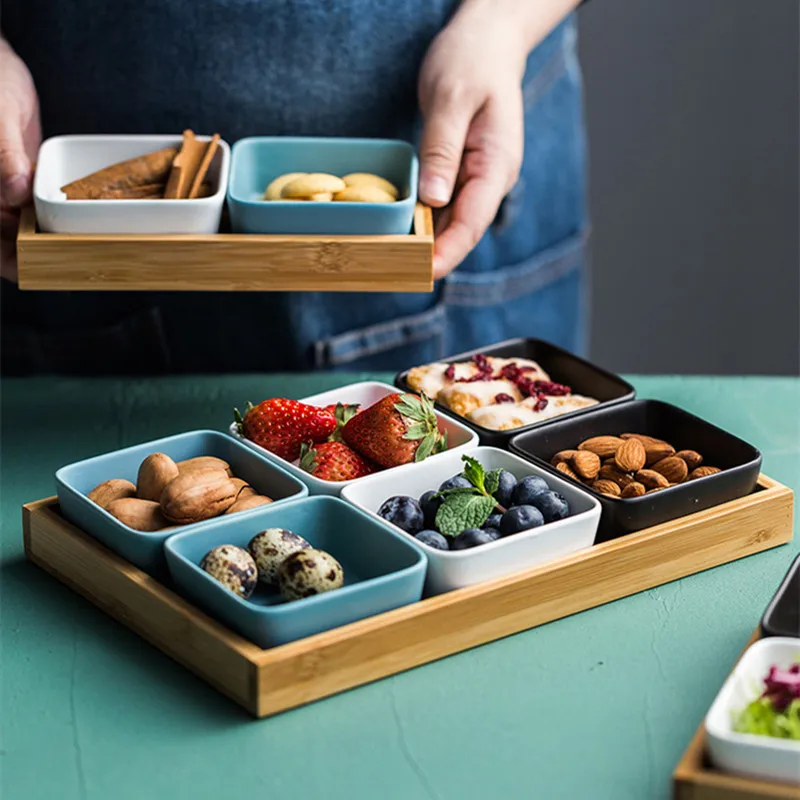 

Piatti Ceramica Wood Plate Assiettes En Ceramique Platos De Cer Mica Serving Platter Nordic Creative Grid Snack Tray Sauce Plate