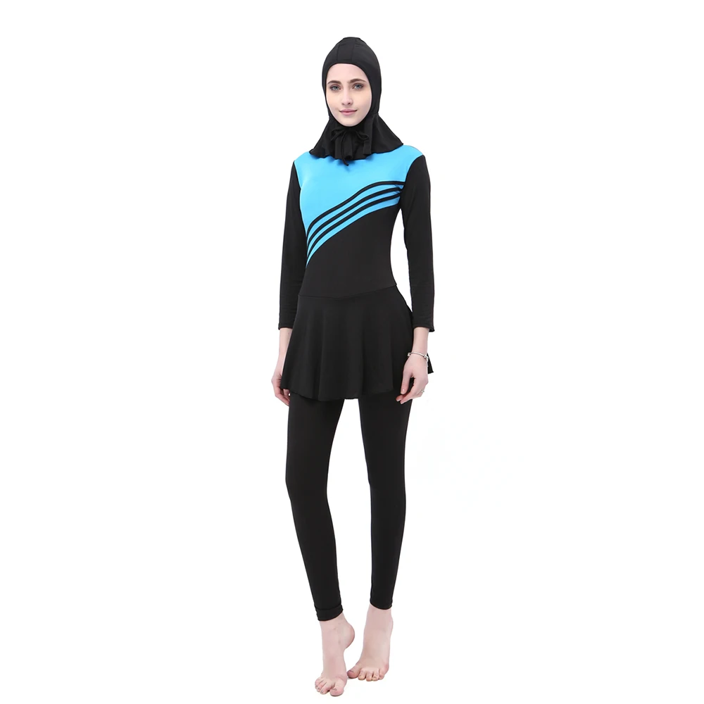 Мусульманский купальный костюм для женщин с полным покрытием с длинным рукавом для женщин ислам ic купальные костюмы Цельный с шапкой скромный хиджаб ислам Буркини купальный костюм
