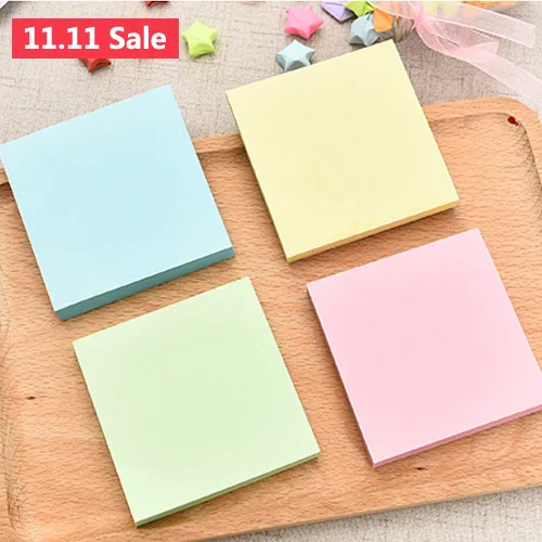 

100 sheets Simple Solid Color Memo Pad Sticky Notes Bookmark Students planner Stickers Stationery Office School Supplies
