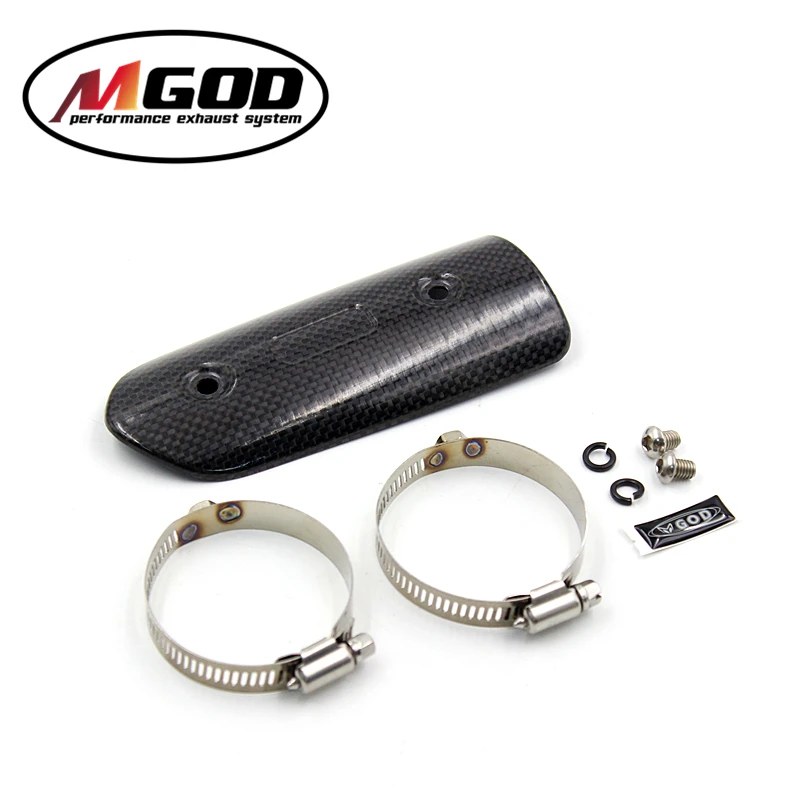 

MGOD Motorcycle Exhaust Middle Mid Link Connecting Pipe Protector Heat Shield Cover carbon fiber decoration Anti-Scalding Shell