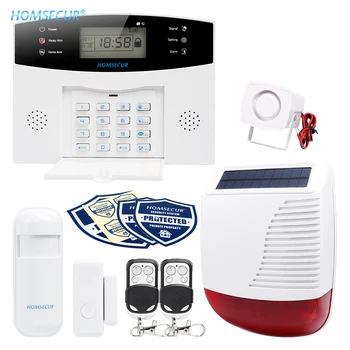 

HOMSECUR Wireless GSM Burglar Alarm System+Wireless Solar Outdoor Flash Siren