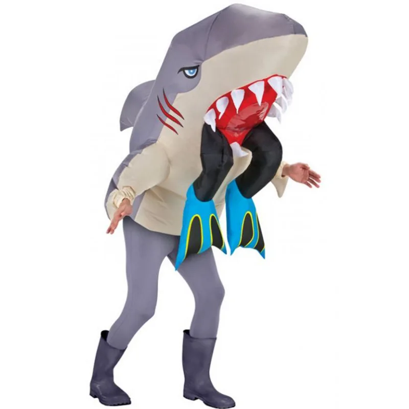 Inflatable Shark Costumes for Adult Cosplay Suits Animal Fancy Dress Christmas Halloween Carnival Party Airblown Costume Outfits