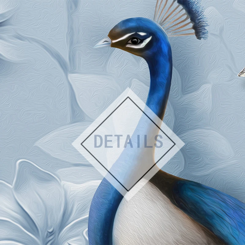 Пользовательские фото обои 3D стерео синие цветы павлин фрески гостиной Elder 'd комнаты фон стены водостойкая живопись Декор