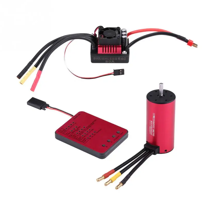 RC Car Motor 3670 2150KV Motor + 80A Electronic Speed Controller + Programming Card For 18  Built-in 6.1V  3A SBEC RC Truck