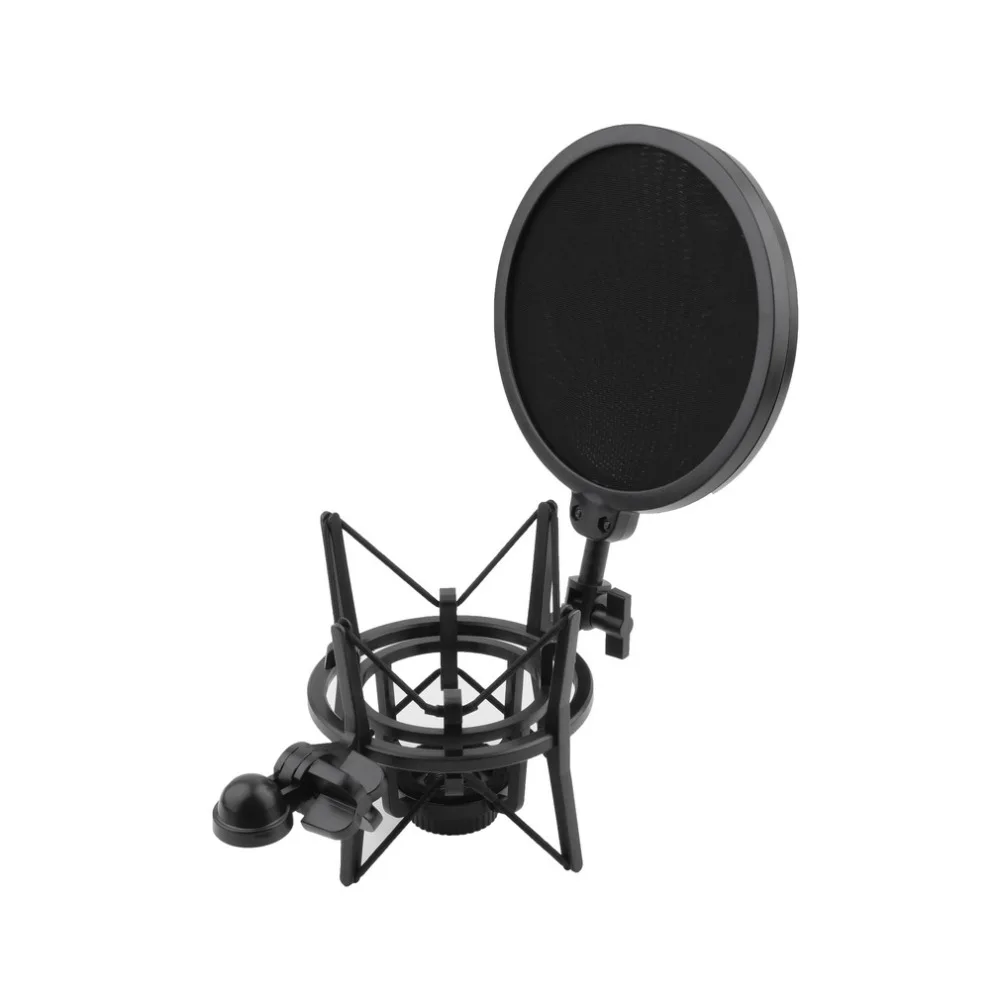 High Quality 1 Set Microphone Shock Mount Stand Holder with Integrated Pop Filter Black Kit 1 High Quality 1 Set Microphone Shock Mount Stand Holder with Integrated Pop Filter Black Kit 1