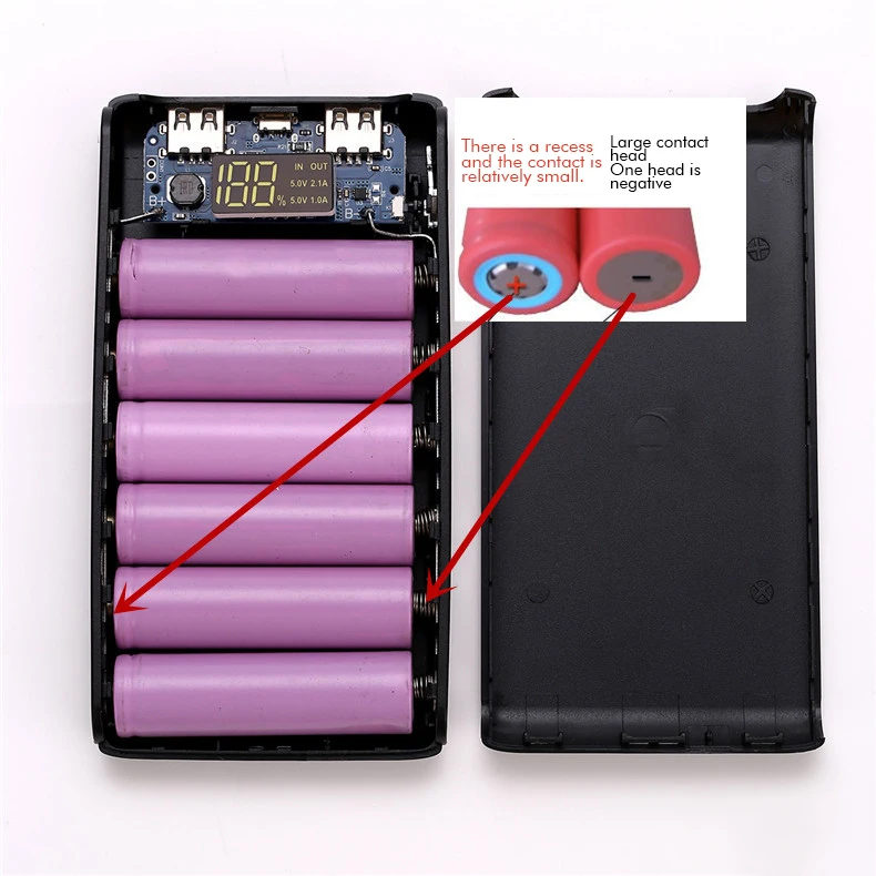 

5V 2A LCD Screen Digital Display Storage Batteries and chargers Case Module Kit DIY Powered By 6x18650 battery powerbank Case