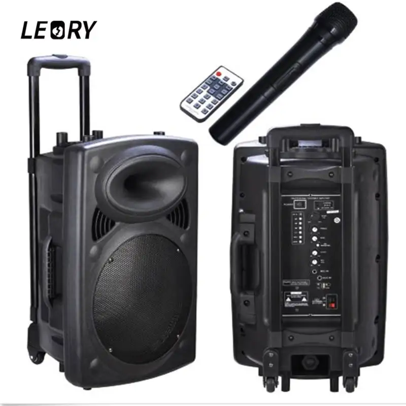 

LEORY Professional Remote Control Bluetooth Karaoke Speaker Sets 150W DJ PA LED Speaker with Wireless Microphone