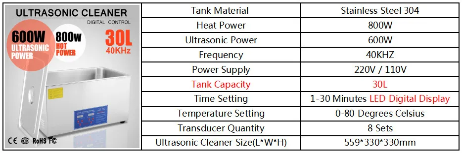 30L ультразвуковые очистители