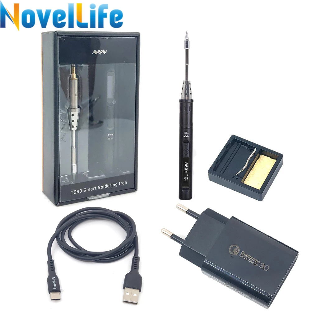 Мини TS80 портативный Электрический паяльник QC3.0 Quick Charger Kit Регулируемый Temp