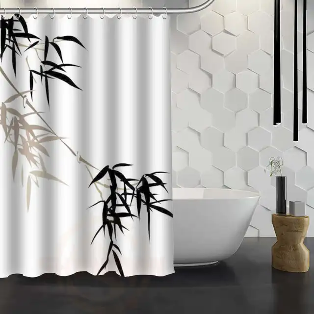 Custom Bamboo Shower Curtain Waterproof Fabric Bath For Custom Bamboo Shower Curtain Waterproof Fabric Bath For Bathroom Wjy1 17