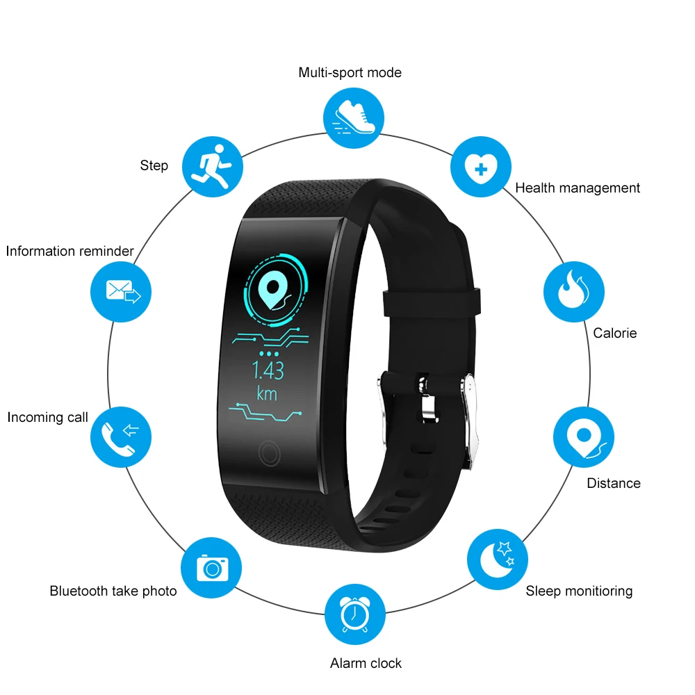 QW18 Fitness Bracelet Smart Watch Fitness Tracker Blood Pressure Heart Rate Monitor IP68 Waterproof Smart Wristband For iPhone