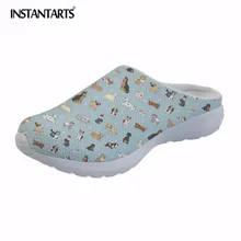 Instantarts милый щенок дудлы Лен узор Для мужчин летние сетчатые Шлёпанцы для женщин Для мужчин Повседневное ткань Сандалии для девочек дышащие Обувь мужчина