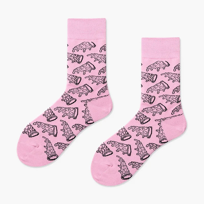 Japanese Women Cute Fruit Food Dessert Colorful Harajuku Socks Funny Funky French fries doughnut pizza male Crew Sock - Color: 13