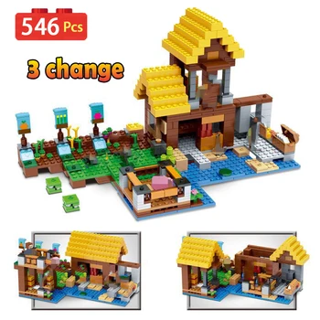 

My World Farm Cottage Building Blocks Technic Compatible Village House Bricks Figures Toys For Children