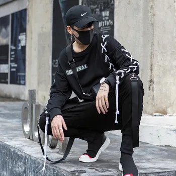 

Fashion Casual Harajuku Streetwear Hoodie Male Punk Gothic Long Sleeve Sweatshirts Men's Hip-hop Hooded Sweatshirt