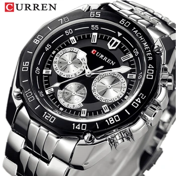 

Watches Men's Full Stainless Steel Wristwatch CURREN Fashion Quartz Mens Watch Analog Sport Gentleman Clock Male Watch Relojes
