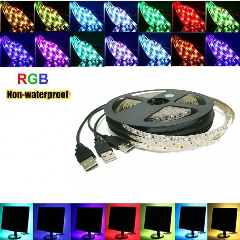 USB LED Strip Light Lamp Flexible Tape 1m 2m 3m 4m 5m Hdtv Tv Desktop Lighting 