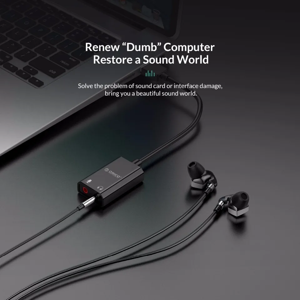 Orico Portable Usb External Sound Card Usb To Earphone Microphone