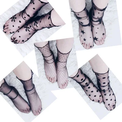 

Glitter Mesh Women fishnet Socks Net Yarn Female Socks Shiny Harajuku Soft Ladies Funny Socks Transparent Elastic Hosiery