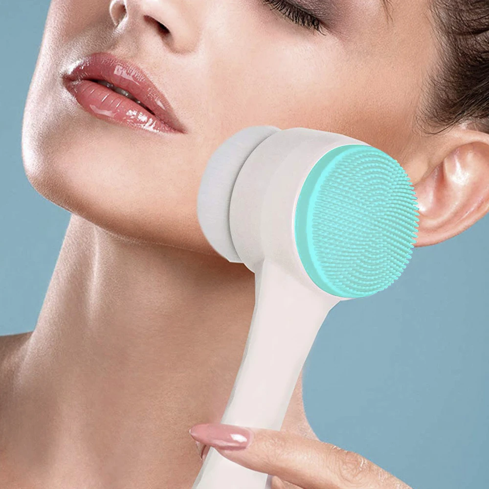 Double Sided Face Brush Facial Cleanser Brush Skin Exfoliating Massage Cleanser Scrubber Brush Anti Aging Face Washing Skin Care (25)