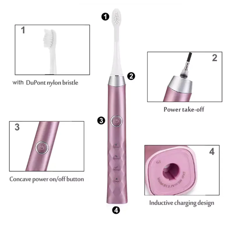 SEAGO индуктивной зарядки Смарт акустическая Магнитная подвеска Электрическая зубная щётка SG986
